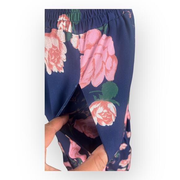 Modcloth Floral A-Line Skirt Navy Blue & Pink Flowers - Picture 5 of 8